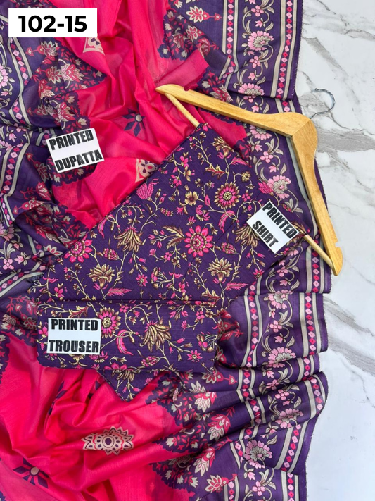 VOL 102 | DS 15 | DIGITAL PRINTED TANA DORA LAWN 3PC VOIL LAWN DUPATTA