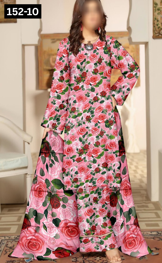 VOL 152 | DS 10 | DIGITAL PRINTED LINEN 3PC LINEN DUPATTA