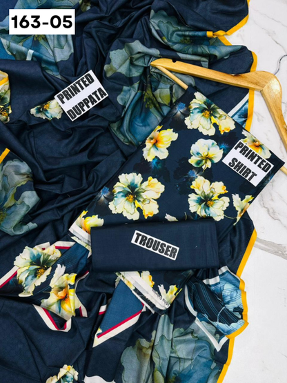 VOL 163 | DS 05 | DIGITAL PRINTED LINEN 3PC LINEN DUPATTA