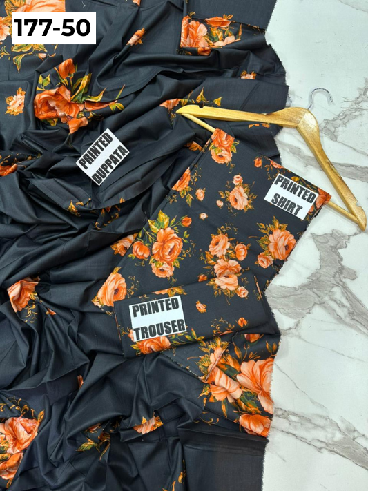 VOL 177 | DS 50 | DIGITAL PRINTED LINEN 3PC LINEN DUPATTA