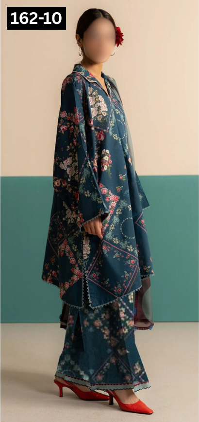 VOL 162 | DS 10 | DIGITAL PRINTED LINEN 3PC LINEN DUPATTA