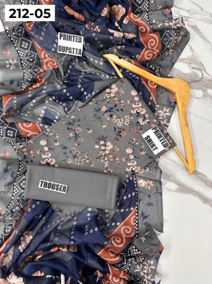 VOL 212 | DS 05 | DIGITAL PRINTED BANADORA LAWN SHIRT PLAIN TROUSER VOIL LAWN DUPATTA