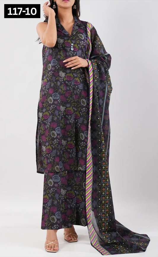 VOL 117 | DS 10 | DIGITAL PRINTED LAWN 3PC VOIL LAWN DUPATTA