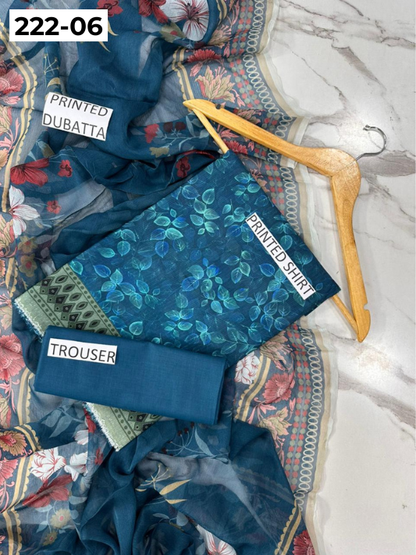 VOL 222 | DS 06 | BEECHTREE LAWN | DIGITAL PRINTED BANADORA LAWN SHIRT PLAIN TROUSER BAMBER CHIFFON DUPATTA