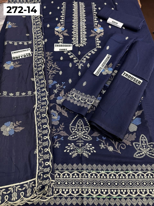 VOL 272 | DS 14 | VISCOS SLUB EMBROIDERY 3PC