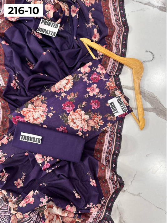VOL 216 | DS 10 | Mirha LAWN 3PC | DIGITAL PRINTED LAWN SHIRT PLAIN TROUSER LAWN DUPATTA