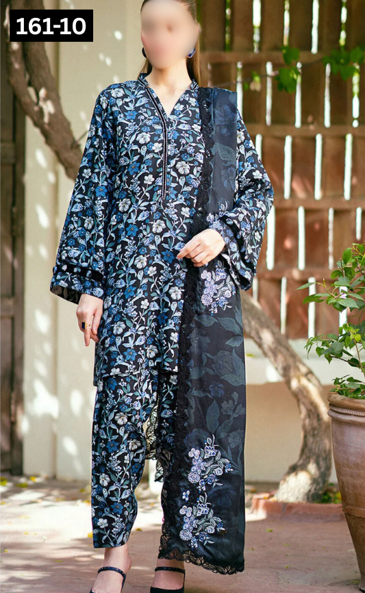 VOL 161 | DS 10 | DIGITAL PRINTED KHADDAR 3PC ZARI KHADDAR DUPATTA