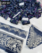 VOL 140 | DS 10 | DIGITAL PRINTED BANADORA LAWN 3PC | VOIL LAWN DUPATTA | EMBROIDERED ORAGANZA PATCHES