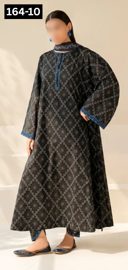 VOL 164 | DS 10 | DIGITAL PRINTED LINEN 3PC LINEN DUPATTA