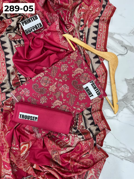 VOL 289 | DS 05 | PREMIUM DHANAK WINTER COLLECTON - DIGITAL PRINTED 3 PIECE SUIT | Printed Allover Shirt | Plain Dyed Matching Trouser | Printed Dupatta