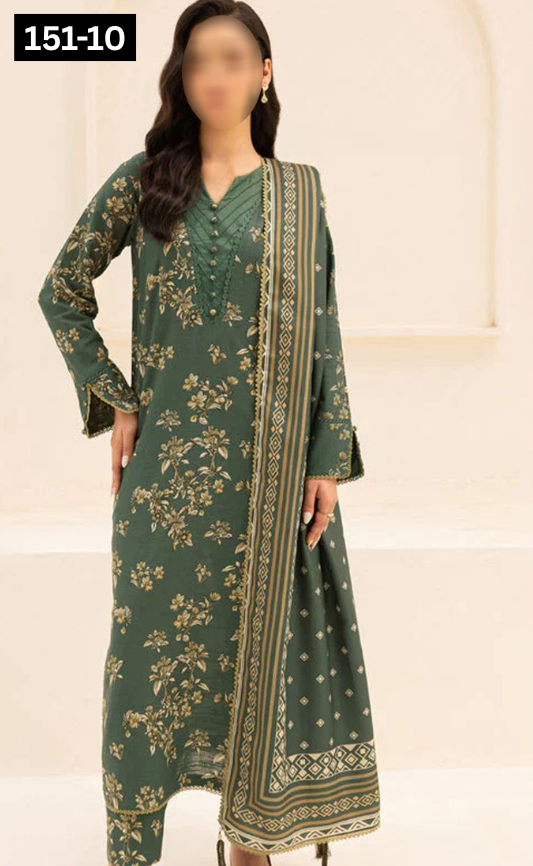 VOL 151 | DS 10 | DIGITAL PRINTED LINEN 3PC LINEN DUPATTA