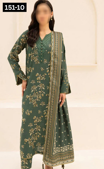 VOL 151 | DS 10 | DIGITAL PRINTED LINEN 3PC LINEN DUPATTA
