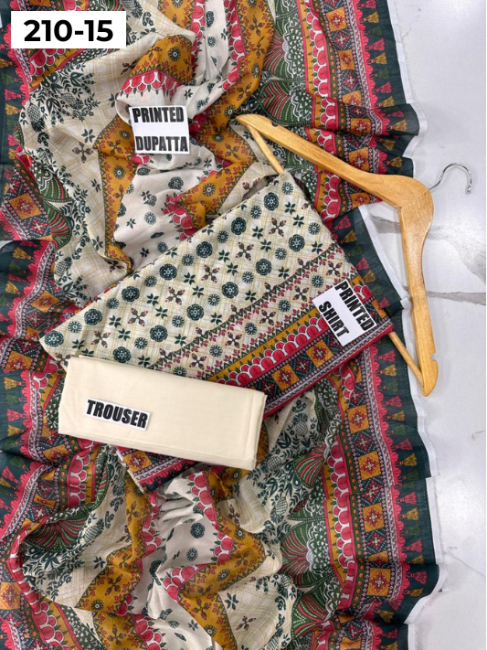 VOL 210 | DS 15 | SAPPHIRE LAWN 3PC DIGITAL PRINTED LAWN SHIRT VOIL LAWN DUPATTA DYED TROUSER