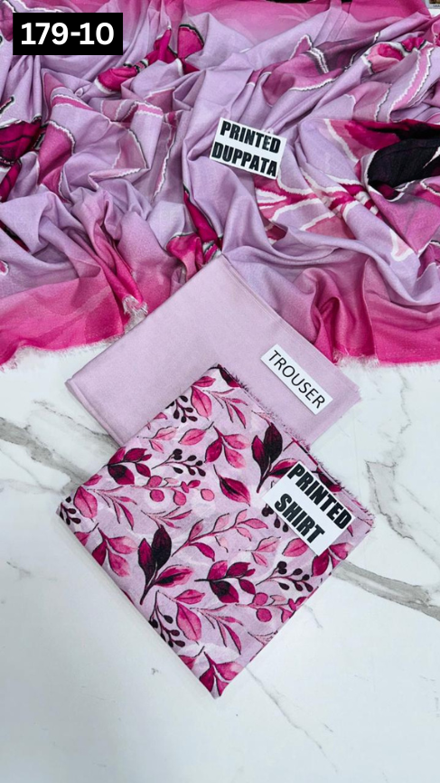 VOL 179 | DS 10 | DIGITAL PRINTED BANADORA KARANDI 3PC DYED TROUSER
