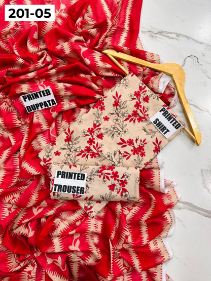 VOL 201 | DS 05 | DIGITAL PRINTED BANADORA LAWN 3PC VOIL LAWN DUPATTA