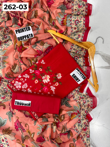 VOL 262 | DS 03 | MINHA By SHANAYA | DIGITAL PRINTED 3PC LAWN SHIRT, DYED TROUSER, PRINTED VOIL DUPATTA