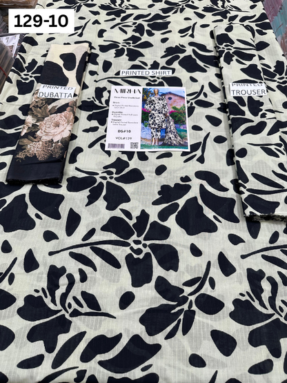 VOL 129 | DS 10 | DIGITAL PRINTED BANADORA LAWN 3PC VOIL LAWN DUPATTA
