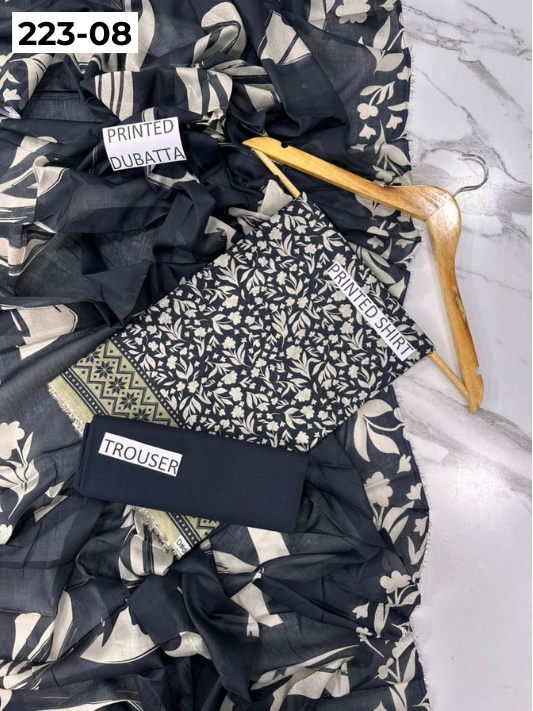 VOL 223 | DS 08 | SAPPHIRE LAWN | DIGITAL PRINTED BANADORA LAWN SHIRT PLAIN TROUSER VOIL LAWN DUPATTA