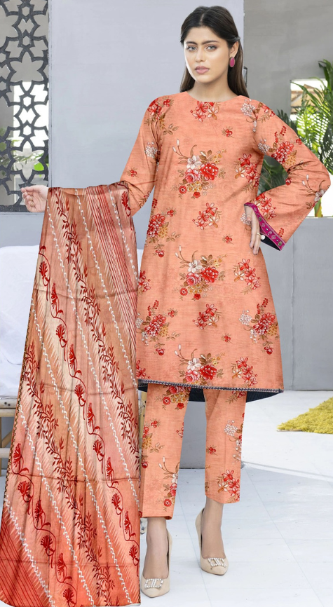 VOL 141 | DS 10 | DIGITAL PRINTED BANADORA LAWN 3PC VOIL LAWN DUPATTA