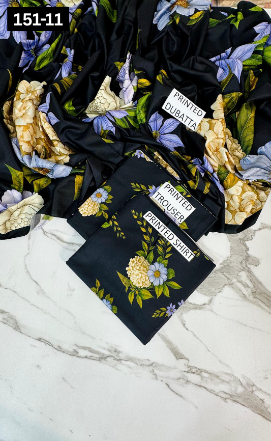 VOL 151 | DS 11 | DIGITAL PRINTED LINEN 3PC LINEN DUPATTA