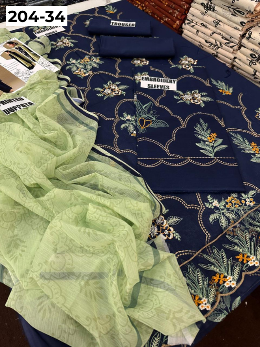 Vol 204 | DS 34 | LAWN EMBROIDERED THREE PIECE COLLECTION