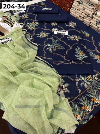 Vol 204 | DS 34 | LAWN EMBROIDERED THREE PIECE COLLECTION