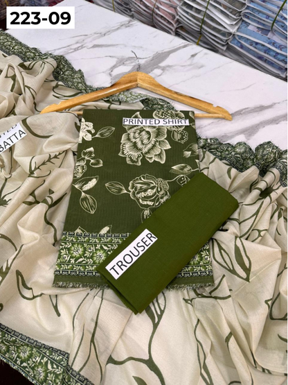 VOL 223 | DS 09 | SAPPHIRE LAWN | DIGITAL PRINTED BANADORA LAWN SHIRT PLAIN TROUSER VOIL LAWN DUPATTA