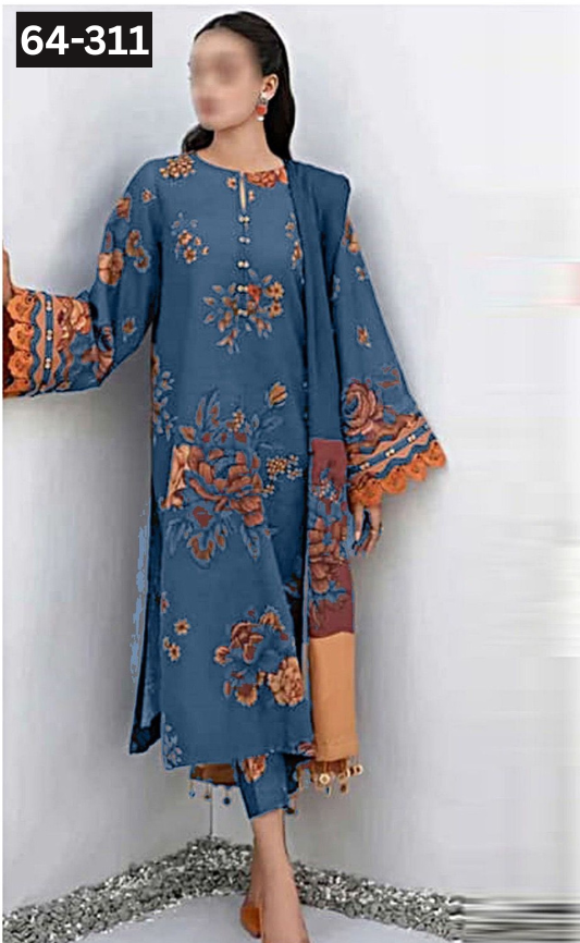 VOL 64 | DS C311 | DIGITAL PRINTED KHADDAR 3PC KHADDAR DUPATTA