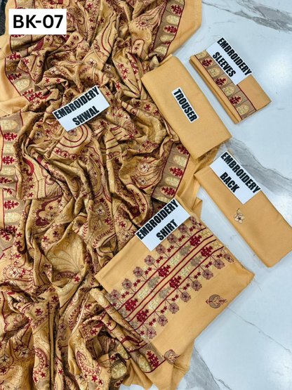 BAREEZE KARANDI | DS 07 | KARANDI EMBROIDERED 3PC WITH EMBROIDERED SHAWL