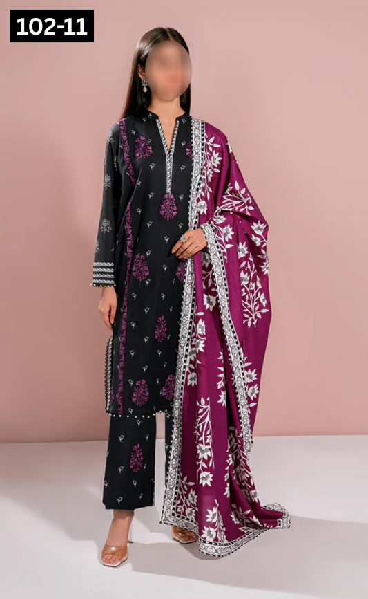 VOL 102 | DS 11 | DIGITAL PRINTED TANA DORA LAWN 3PC VOIL LAWN DUPATTA