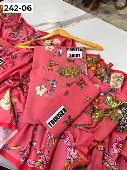 VOL 242 | DS 06 | MARIA B LAWN | 3PC DIGITAL PRINTED LAWN SHIRT, PRINTED TROUSER, PRINTED VOIL DUPATTA