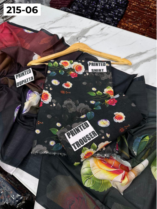 VOL 215 | DS 06 | DIGITAL PRINTED BANADORA LAWN 3PC VOIL LAWN DUPATTA