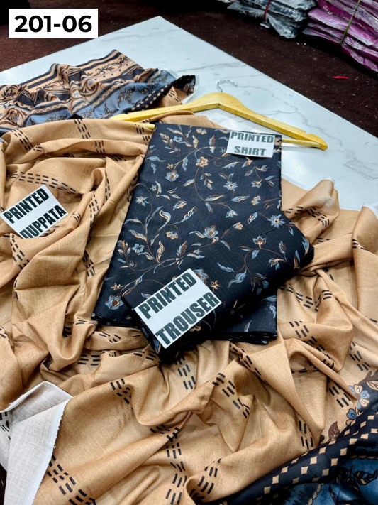 VOL 201 | DS 06 | DIGITAL PRINTED BANADORA LAWN 3PC VOIL LAWN DUPATTA