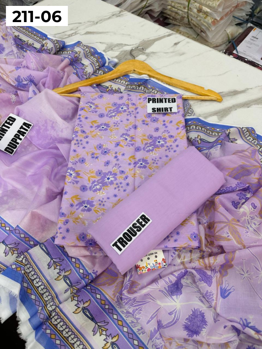 MADHAM BY LALA LAWN 3PC VOL 211 | DS 06 | DIGITAL PRINTED LAWN SHIRT VOIL LAWN DUPATTA DYED TROUSER