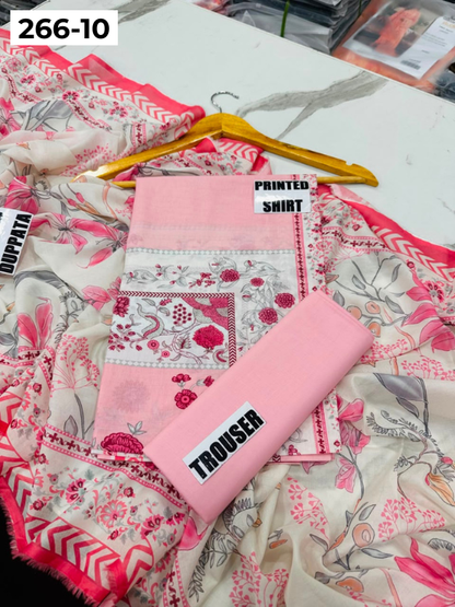 VOL 266 | DS 10 | AFSAANAH By SHANAYA | DIGITAL PRINTED 3PC LAWN SHIRT, DYED TROUSER, PRINTED VOIL DUPATTA