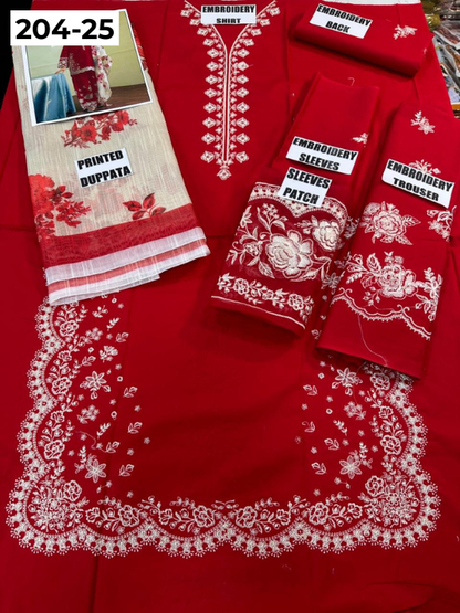 Vol 204 | DS 25 | LAWN EMBROIDERED THREE PIECE COLLECTION
