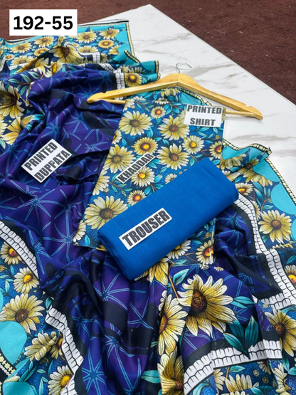 VOL 192 | DS 55 | DIGITAL PRINTED KHADDAR 3PC DYED TROUSER