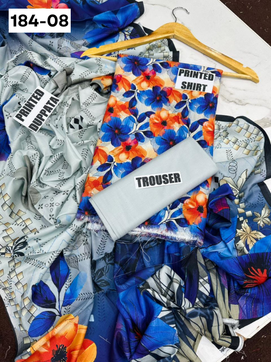 VOL 184 | DS 08 | DIGITAL PRINTED BANADORA LINEN 3PC LINEN DUPATTA