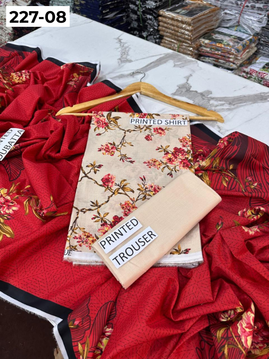 VOL 227 | DS 08 | DIGITAL PRINTED LAWN 3PC PRINTED LAWN SHIRT PLAIN TROUSER PRINTED LAWN DUPATTA