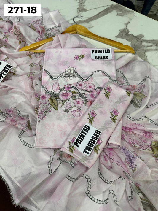 VOL 271 | DS 18 | Sana safinaz | DIGITAL PRINTED 3PC LAWN SHIRT, PRINTED TROUSER, PRINTED VOIL DUPATTA