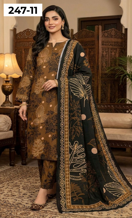 VOL 247 | DS 11 | DIGITAL PRINTED LAWN THREE PIECES VOIL LAWN DUPATTA