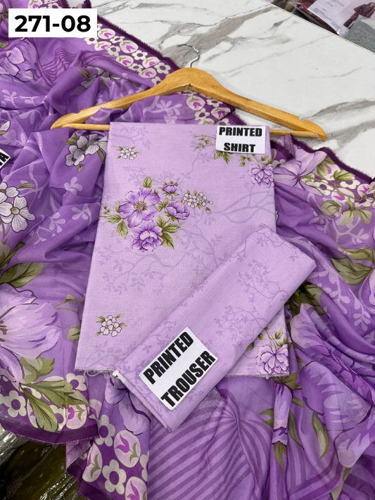 VOL 271 | DS 08 | Sana safinaz | DIGITAL PRINTED 3PC LAWN SHIRT, PRINTED TROUSER, PRINTED VOIL DUPATTA