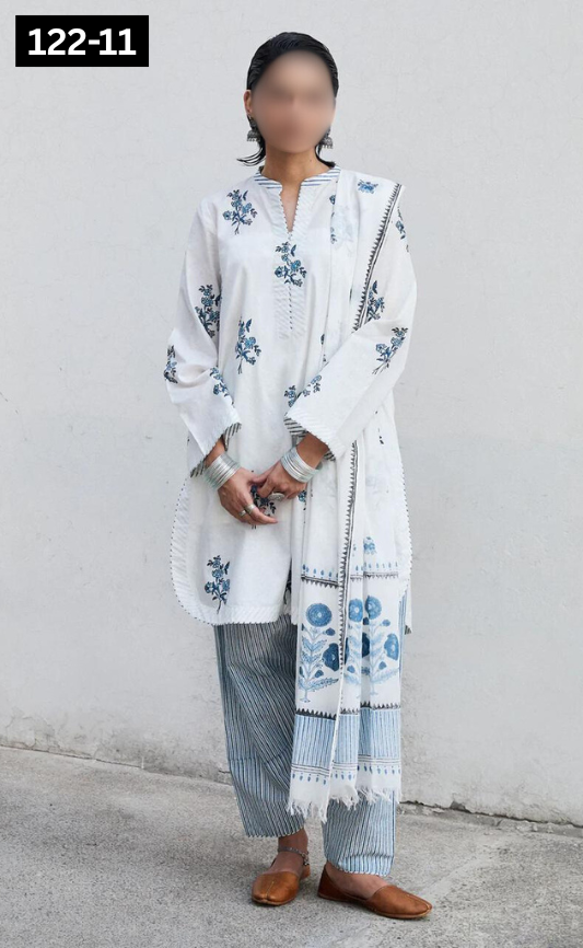 VOL 122 | DS 11 | DIGITAL PRINTED LAWN 3PC BAMBER CHIFFON DUPATTA