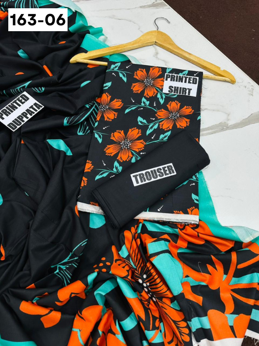 VOL 163 | DS 06 | DIGITAL PRINTED LINEN 3PC LINEN DUPATTA