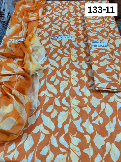 VOL 133 | DS 11 | DIGITAL PRINTED BANADORA LAWN 3PC BAMBER CHIFFON DUPATTA