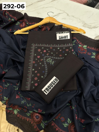 VOL 292 | 06 | AEENA BY SHANAYA | DIGITAL PRINTED 3PC CORDUROY KHADDAR SUIT | PRINTED SHIRT, TROUSER & DUPATTA