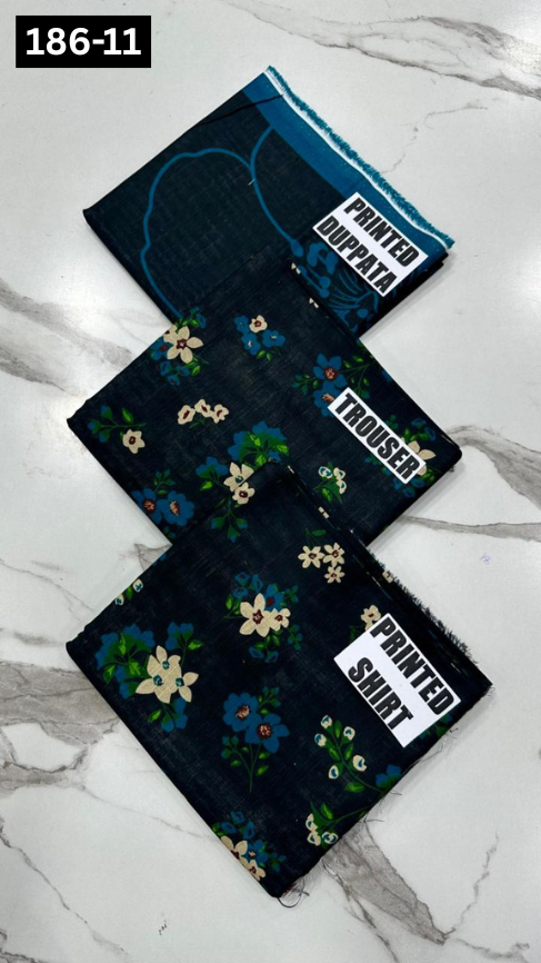VOL 186 | DS 11 | DIGITAL PRINTED KHADDAR 3PC KHADDAR DUPATTA