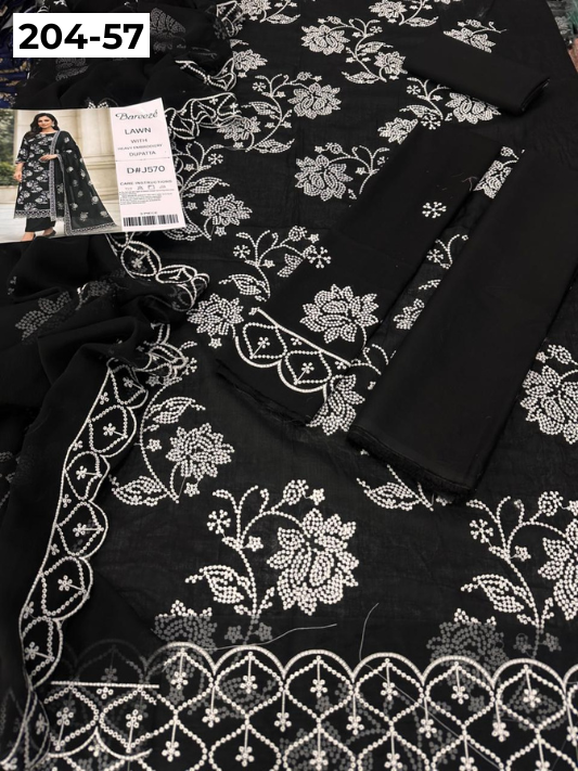 Vol 204 | DS 57 | LAWN EMBROIDERED THREE PIECE COLLECTION