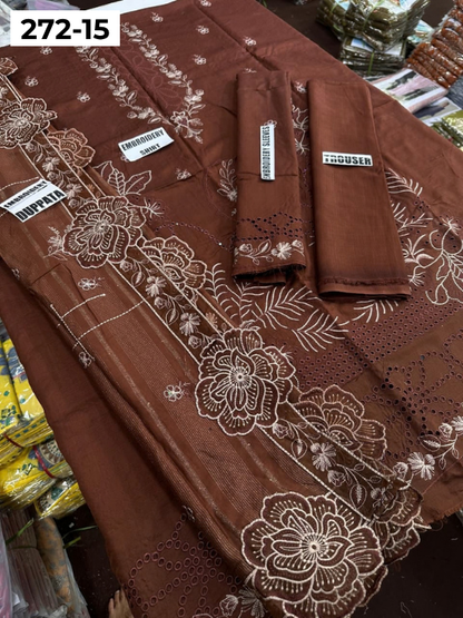 VOL 272 | DS 15 | VISCOS SLUB EMBROIDERY 3PC