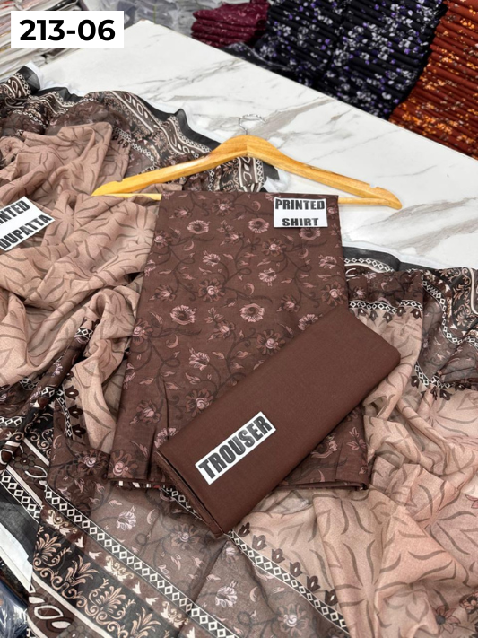 VOL 213 | DS 06 | SHANAYA LAWN DIGITAL PRINTED LAWN SHIRT PLAIN TROUSER VOIL LAWN DUPATTA